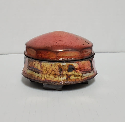 Raku Pottery with Lid Ferric Glaze by Bob Smith