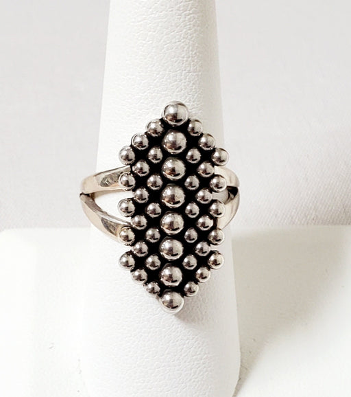 Photo of Silver Shield Shape Ring with silver beads