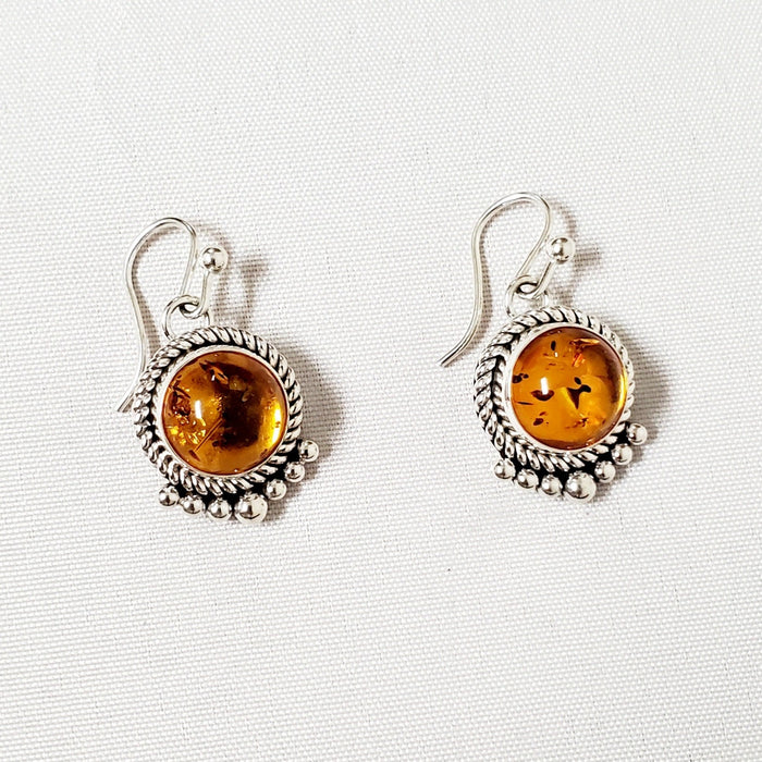 825 Amber with bottom beads dangle earring