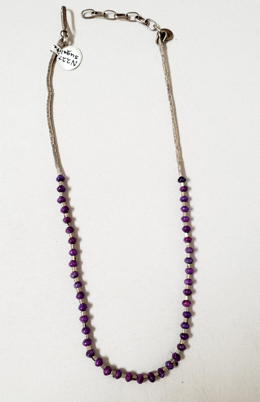 Photo of Single strand silver bead chain with sugilite beads necklace by Christin Wolf