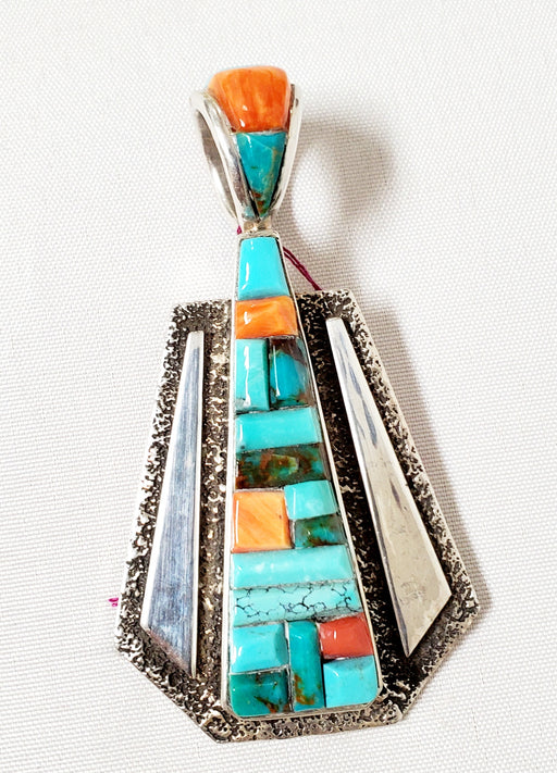 Photo of pendant with Mixed Turquoise, Spiny Oyster Shell and Coral by Christin Wolf