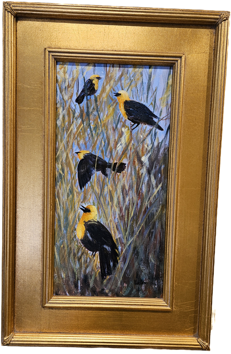 Photo of oil painting with birds by Lil Leclerc