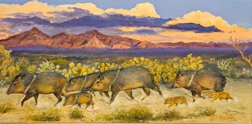 Photo of Oil Painting of Javalina family by Jim Hollon