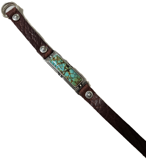Photo of Silver, Turquoise and Brown Leather Bracelet by Shreve Saville