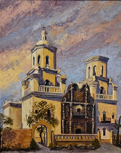 Photo of painting of San Xavier Mission by Lil Leclerc