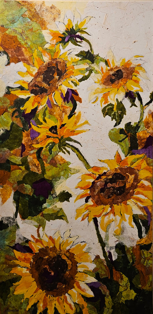 Photo of collage on canvas of sunflowers by Michaelin Otis