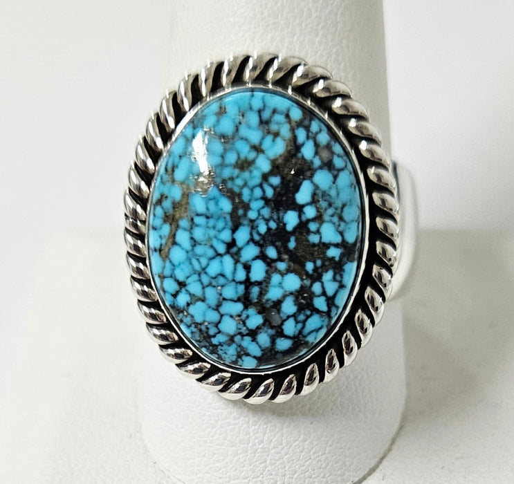 1172 Oval Kingman Turquoise Ring with twist wire