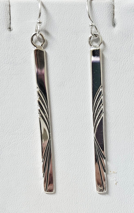 1197 Long silver stamped earring