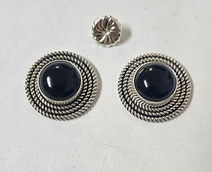 1228 Onyx Triple wire earring