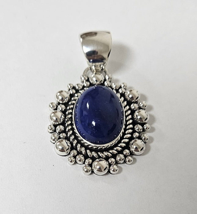 1278 Lapis and Silver oval pendant