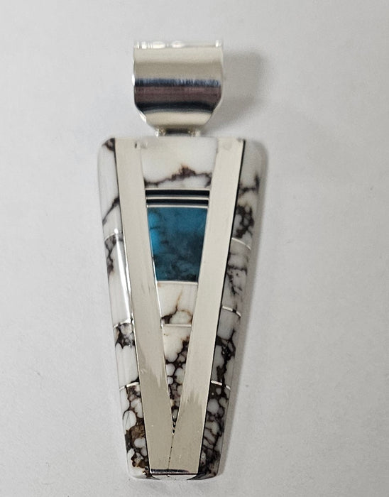 WM160 Large Wildhorse and Turquoise Pendant by Wayne Muskett