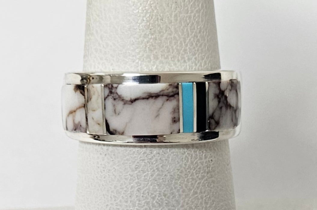 Silver and inlay stone ring by Wayne Muskett