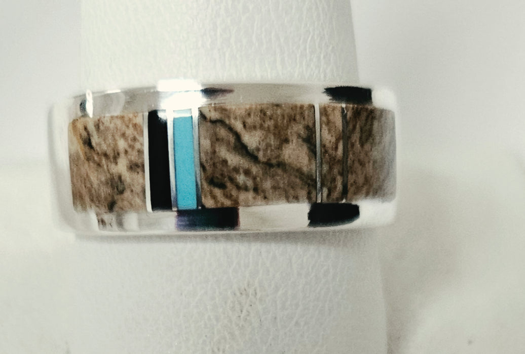 Silver and inlay stone ring by Wayne Muskett