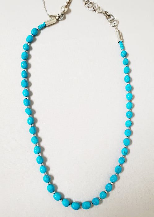 Photo of Sleeping Beauty Turquoise and silver beads necklace  by Artie Yellowhorse