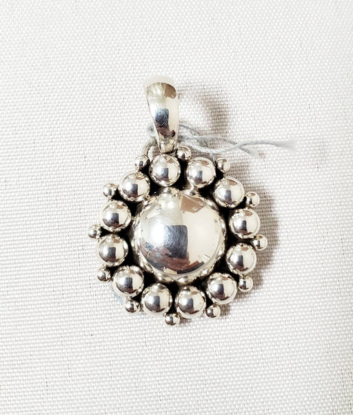 Photo of Silver dome pendant with silver handmade beads by Artie Yellowhorse