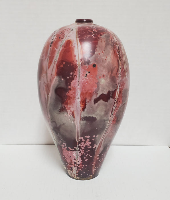 Raku Pottery Foil Vase Form by Bob Smith