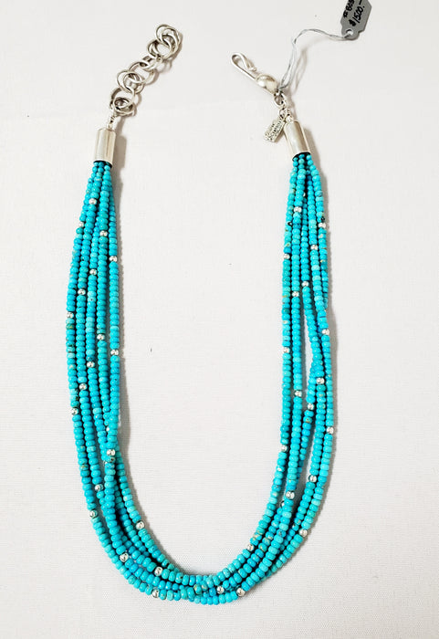 Photo of Blue Ridge Turquoise and silver beads necklace  by Artie Yellowhorse
