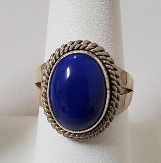 Photo of Oval Lapis and silver ring by Artie Yellowhorse