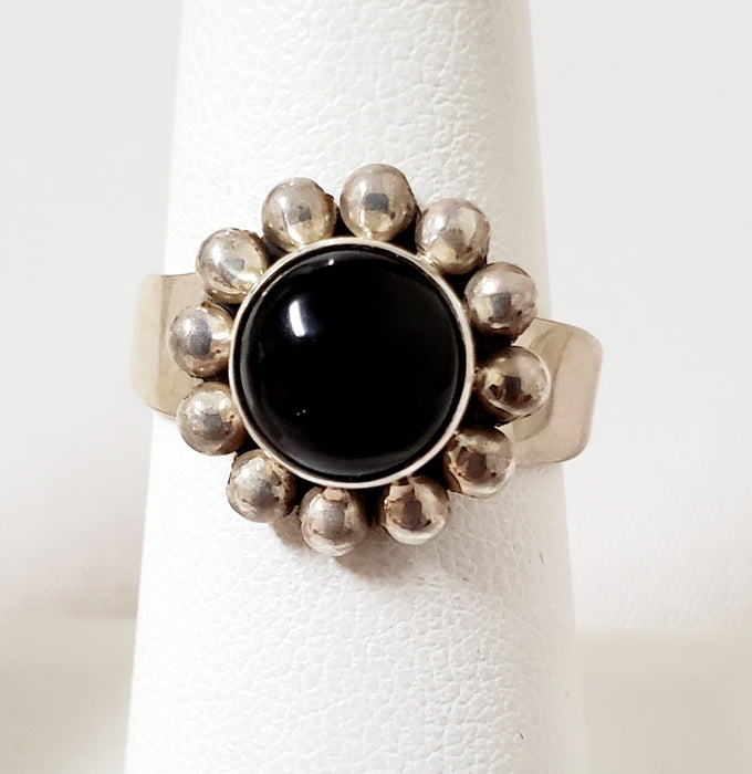 Photo of Round shape onyx and silver ring by Artie Yellowhorse