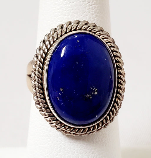 Photo of Oval Lapis and silver ring by Artie Yellowhorse