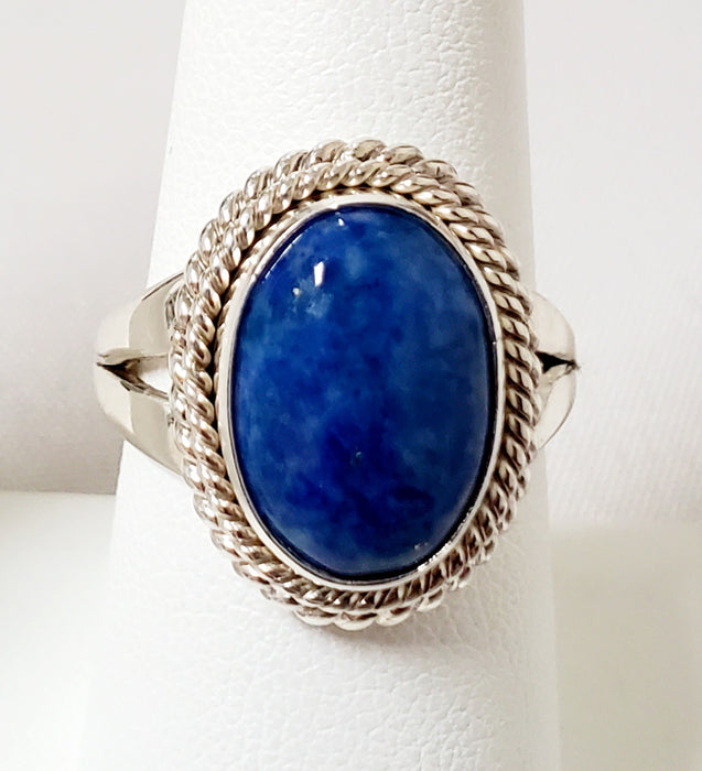 Photo of Oval Denim Lapis and silver ring by Artie Yellowhorse