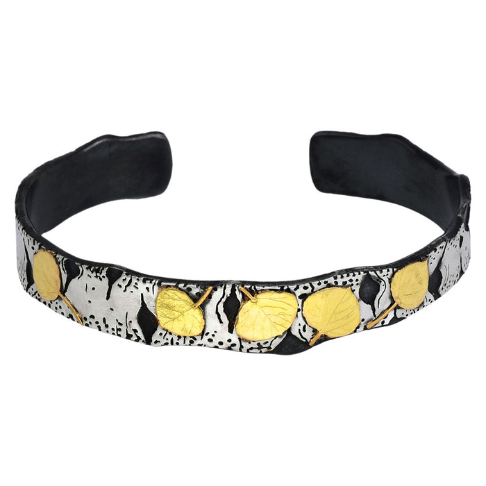 WVAAL-C23 Aspen Allure Cuff with 18k gold leaves by Wolfgang Vaatz