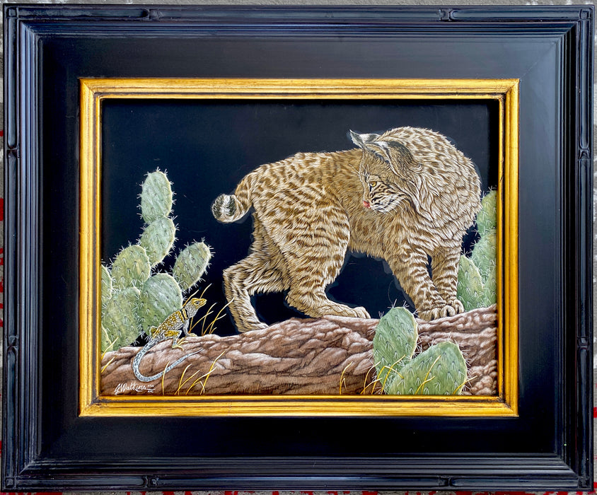 Photo of scratchboard painting by Joe Watkins