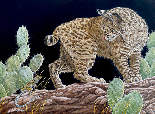 Photo of scratchboard painting by Joe Watkins