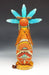 Gourd sculpture with native painting and turquoise feathers