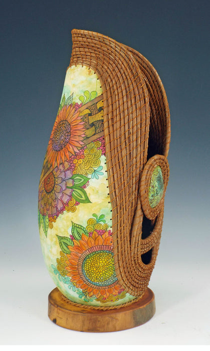 Photo of carved and painted gourd by Judy Richie