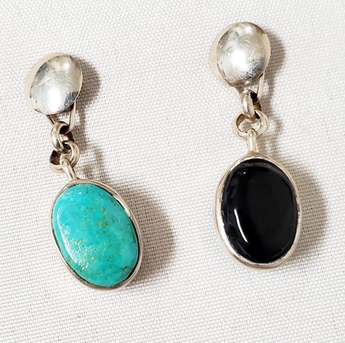 Photo of Reversible Turquoise and Black Jade Post Earring by Christin Wolf