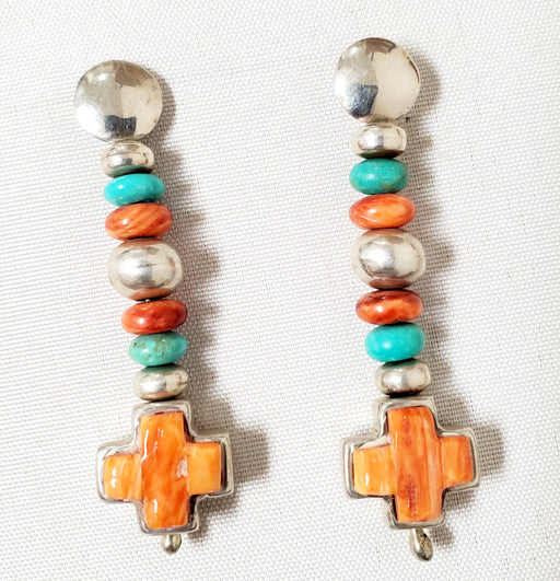 Photo of Turquoise and Orange Spiny Oyster Shell  Earring by Christin Wolf