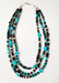 Photo of three strand turquoise, Sterling Silver and Black Jade Bead Necklace by Christin Wolf