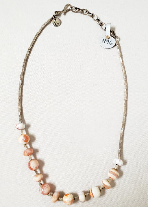Photo of Single strand silver bead chain with shell beads necklace by Christin Wolf