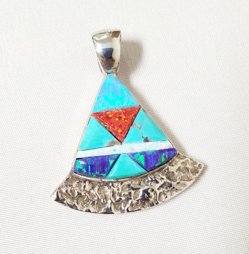 Photo of Mixed Opals, Turquoise and Silver Pendant  by Christin Wolf