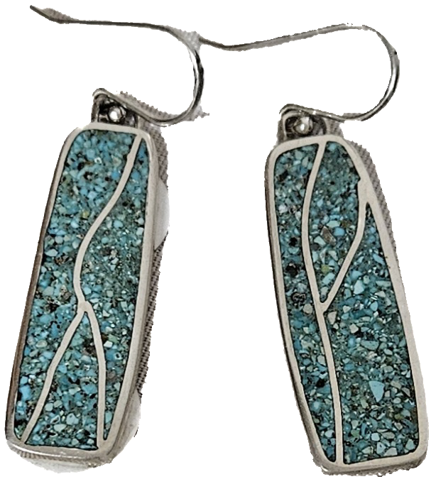 Photo  of sterling silver with inlayed Sleeping Beauty Turquoise Earring
