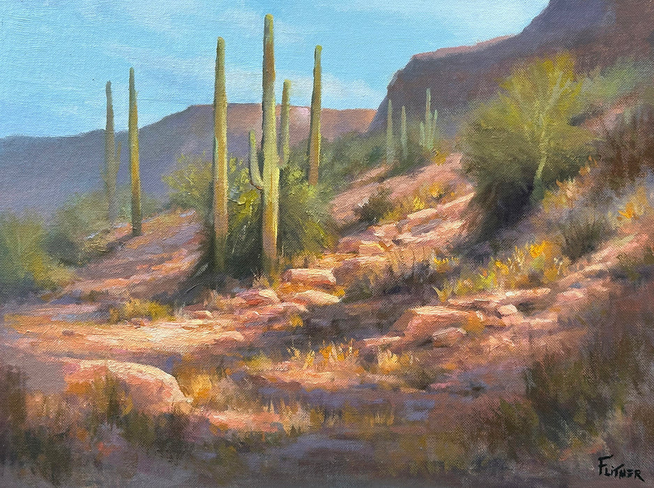 Photo of desert landscape painting by David Flitner