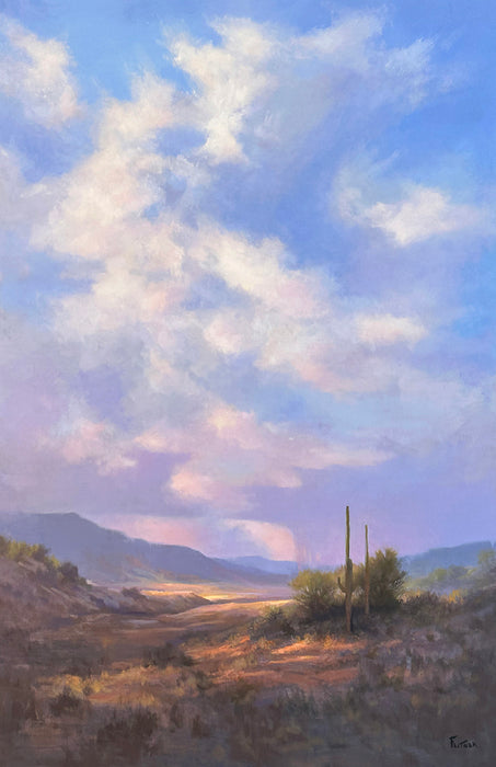 Photo of desert landscape painting by David Flitner