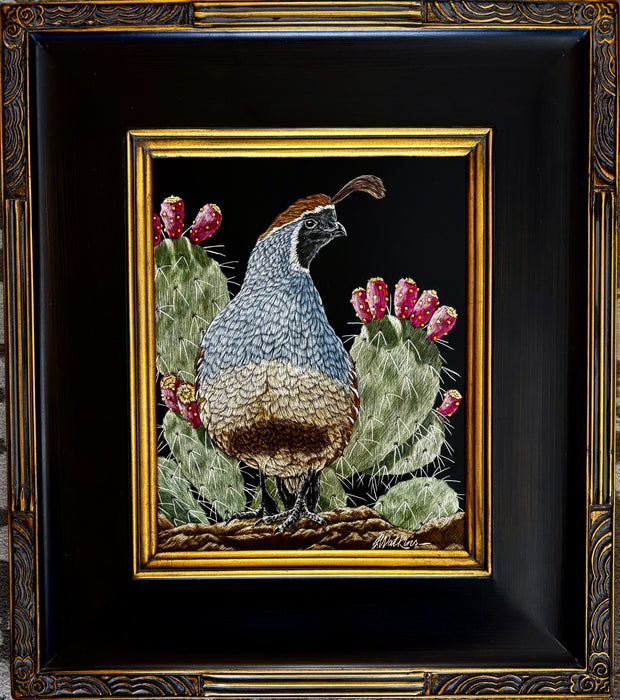 Photo of scratchboard art by Joe Watkins