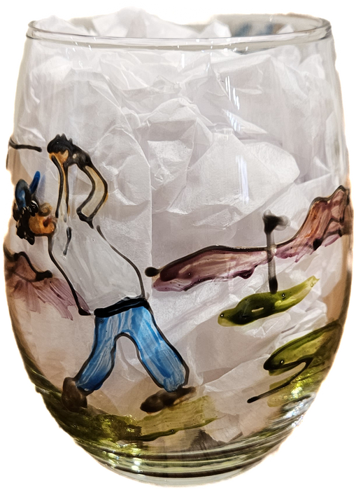 Photo of hand painted wine glass