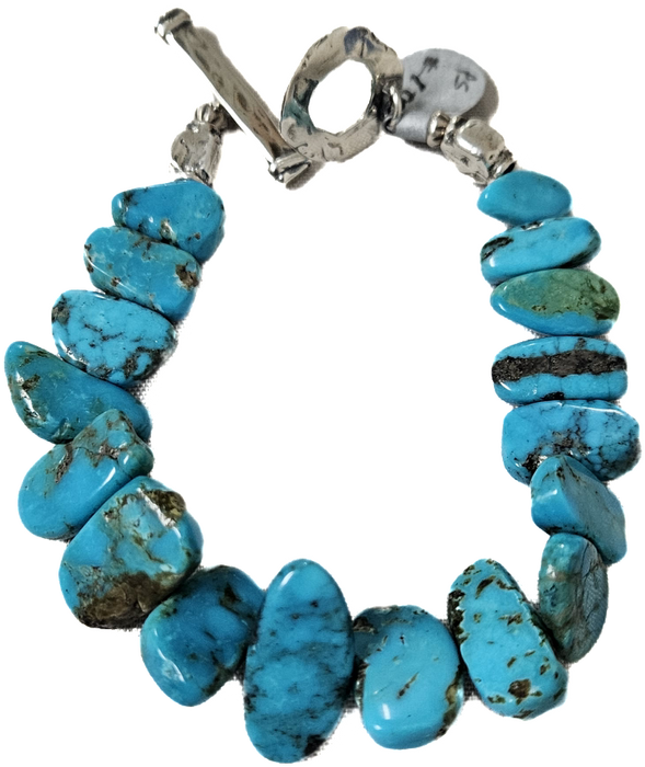 Photo of turquoise and silver bracelet by Pam Springall