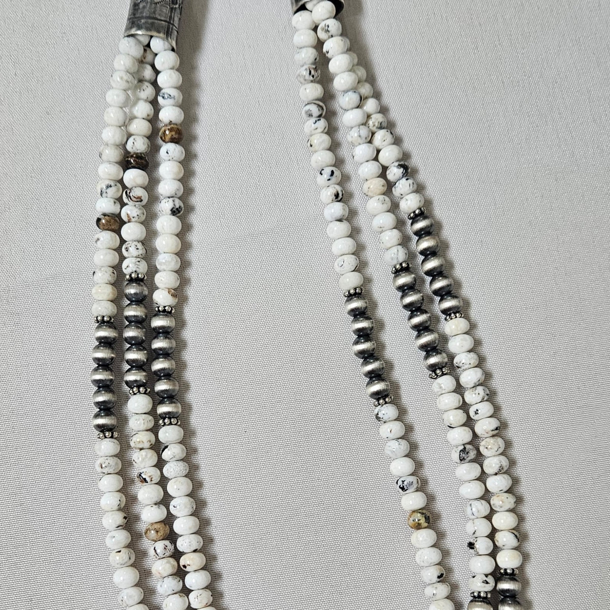 SWS 1600 3 Strands Wildhorse and Oxidized Silver Bead necklace