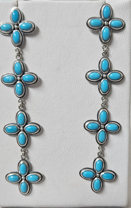 Extra long turquoise drop earrings