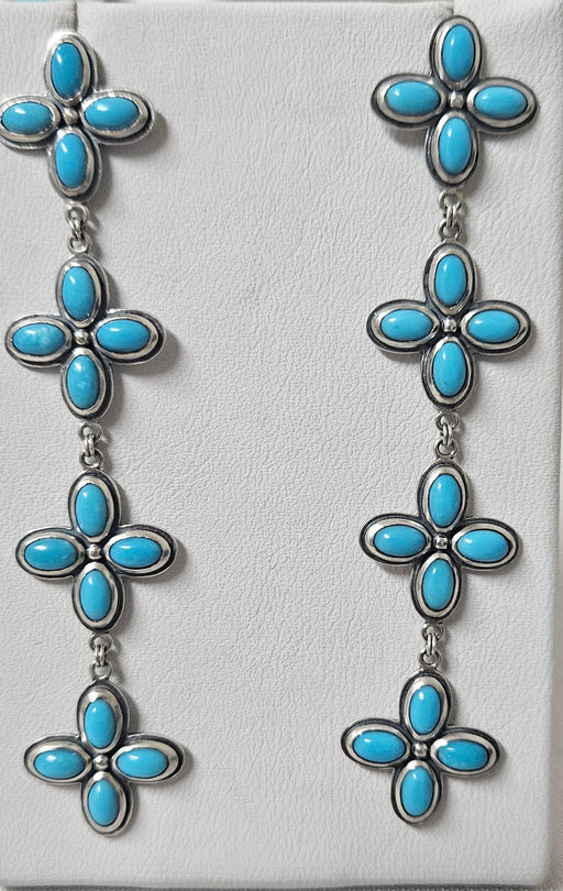 Extra long turquoise drop earrings