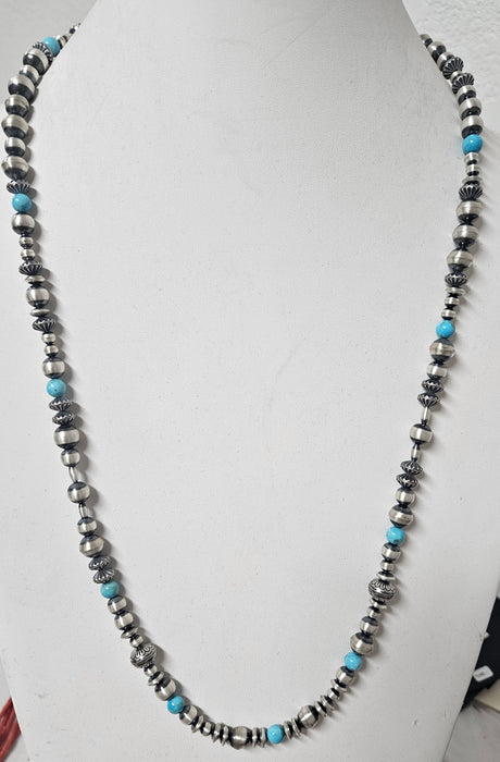 Silver and turquoise bead necklace
