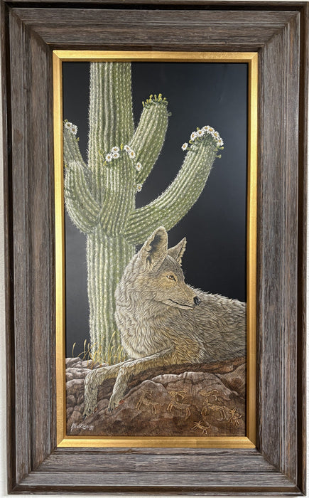 Photo of scratchboard painting by Joe Watkins