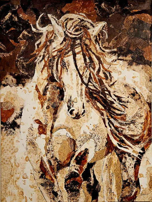 Photo of collage on canvas of a horse by Michaelin Otis