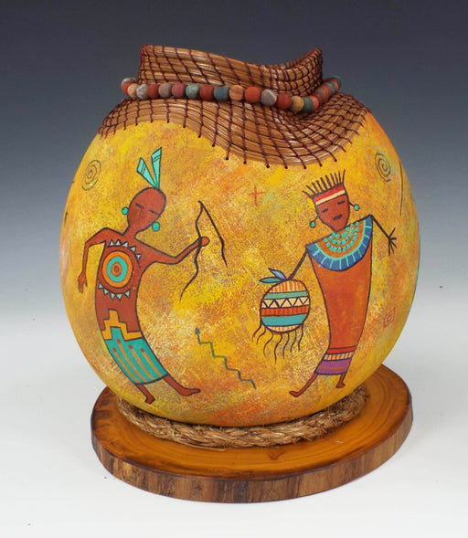 Photo of carved and painted gourd by Judy Richie