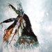 Photo of "Warrior" Acrylic painting depicting native American figure